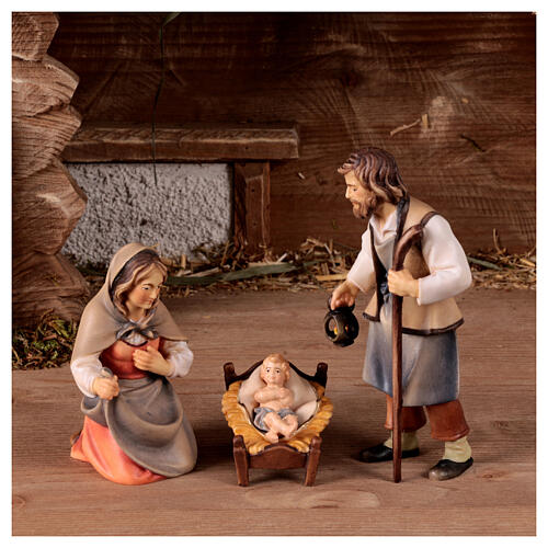 Nativity Scene in star Original Pastore model painted wood from Val Gardena 12 cm - 14 pieces 2