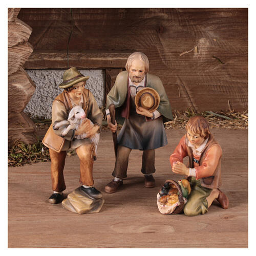 Nativity Scene in star Original Pastore model painted wood from Val Gardena 12 cm - 14 pieces 6