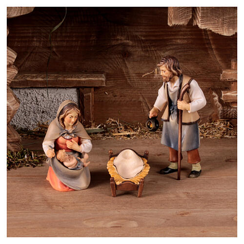Complete Nativity set in stable 12 cm, mod. Original Shepherd, in painted Valgardena wood 14 pcs 5