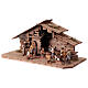 Complete Nativity set in stable 12 cm, mod. Original Shepherd, in painted Valgardena wood 14 pcs s4