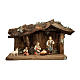 Holy Family in cave Original Pastore Nativity Scene painted wood from Val Gardena 12 cm - 5 pieces s1