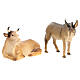 Ox and Donkey Statues, 12 cm nativity Original Redeemer model, in painted Val Gardena wood s1