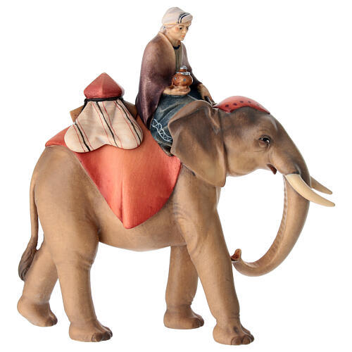 Elefante con joyas y hombre para belén Original Redentor madera Val Gardena 10 cm de altura media 1
