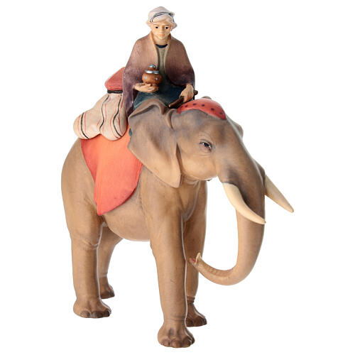 Elefante con joyas y hombre para belén Original Redentor madera Val Gardena 10 cm de altura media 2