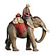 Éléphant avec bijoux et son maître pour crèche Original Rédempteur bois peint Val Gardena 12 cm s1