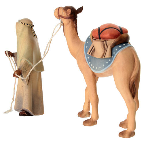 Adult Camel Handler with Standing Camel Scene, 10 cm nativity Original Redeemer model, in painted Val Gardena wood 3