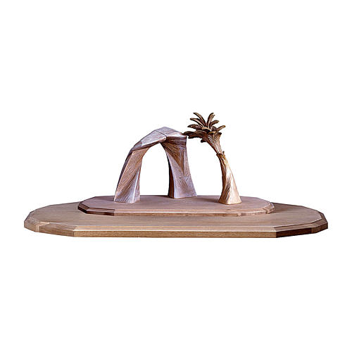 Nativity base stable palm tree 10 cm, nativity Original Redeemer, in painted Val Gardena wood 1