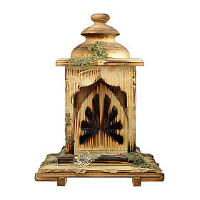 Nativity stable lantern 12 cm, nativity Original Redeemer, in painted Valgardena wood