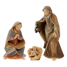 Curved Stable with Holy Family, 12 cm nativity Original Redeemer model, in painted Valgardena wood, 9 figurines