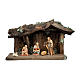 Heilige Familie mit Hütte Mod. Original Pastore Grödnertal Holz 10cm 6St. s1