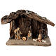 Holy Family with young shepherd in cave Original Redentore Nativity Scene in painted wood from Valgardena 12 cm - 6 pieces s1