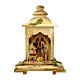 Sainte Famille dans lanterne avec lumière crèche Original Rédempteur bois peint Val Gardena 12 cm s1
