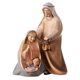 Holy Family statue 10 cm, nativity Original Comet, in painted Val Gardena wood