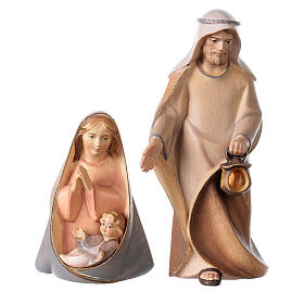 Holy Family statue 10 cm, nativity Original Comet, in painted Val Gardena wood