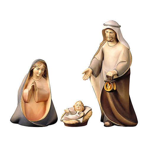 Mary, Jesus and Joseph Cometa Nativity Scene in painted wood from Valgardena 10 cm 1
