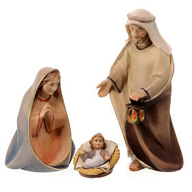 Mary, Jesus and Joseph Cometa Nativity Scene in painted wood from Valgardena 12 cm