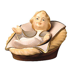 Krippe aus Grödnertal Holz: Christkind mit Wiege Grödnertal Holz Mod. Original Cometa 12cm