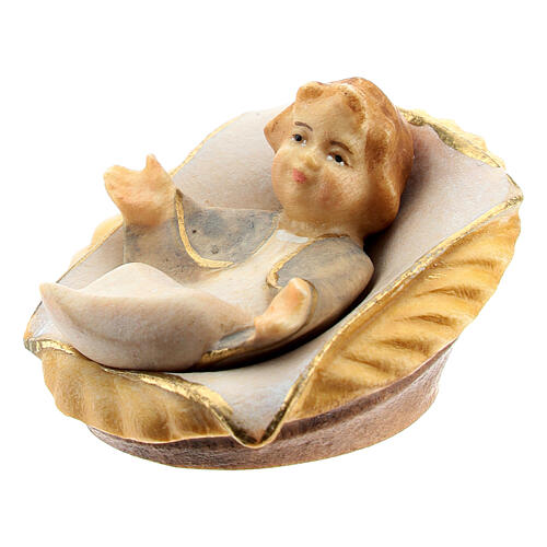 Jesus inside his cradle Original Cometa Nativity Scene in painted wood from Valgardena 12 cm 2