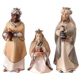 Trois Rois Mages crèche Original Comète bois peint Val Gardena 10 cm