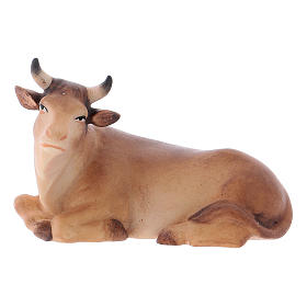 Nativity scene from Val Gardena: Sitting ox and standing donkey Original Cometa Nativity Scene in painted wood from Valgardena 10 cm