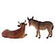 Ox sitting and donkey standing 10 cm, nativity Original Comet, in painted Val Gardena wood s4