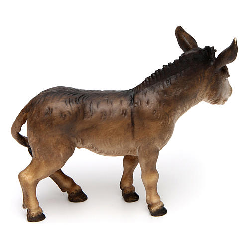 Brown ox lying and donkey standing 12 cm, nativity Original Comet, in painted Val Gardena wood 3