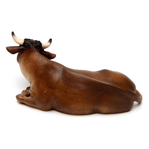 Brown ox lying and donkey standing 12 cm, nativity Original Comet, in painted Val Gardena wood 5