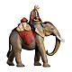 Elephant and rider figurine saddle with jewels 10 cm, nativity Original Comet, in painted Val Gardena wood s1