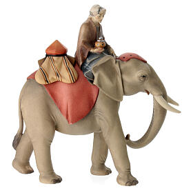 Groupe éléphant avec selle bijoux crèche Original Comète bois peint Val Gardena 12 cm