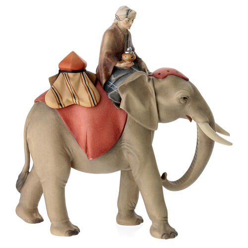 Groupe éléphant avec selle bijoux crèche Original Comète bois peint Val Gardena 12 cm 1