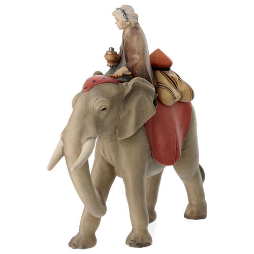 Groupe éléphant avec selle bijoux crèche Original Comète bois peint Val Gardena 12 cm 4