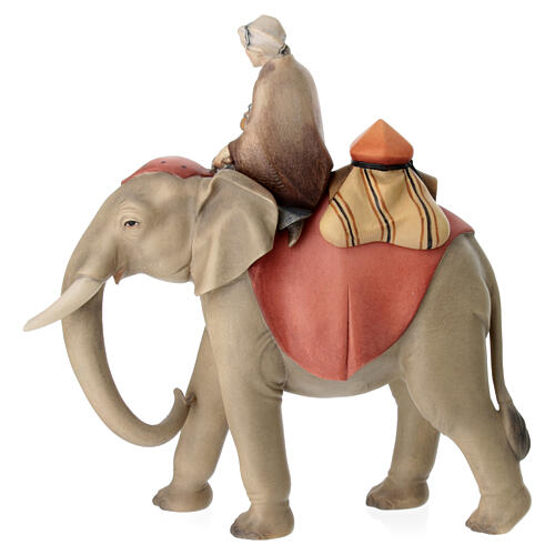 Groupe éléphant avec selle bijoux crèche Original Comète bois peint Val Gardena 12 cm 6