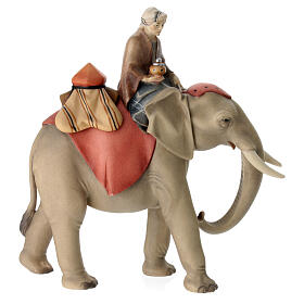 Elephant and rider with saddle jewels 12 cm, nativity Original Comet, in painted Val Gardena wood