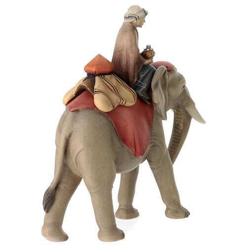 Elephant and rider with saddle jewels 12 cm, nativity Original Comet, in painted Val Gardena wood 9