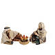 Shepherds around the fire 10 cm, nativity Original Comet, in painted Val Gardena wood s1