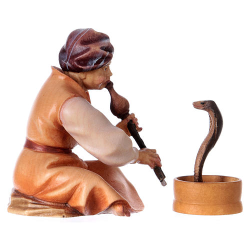 Snake charmer Original Cometa Nativity Scene in painted wood from Valgardena 10 cm 3