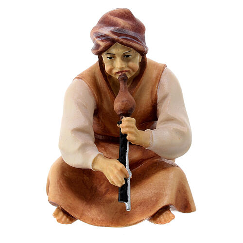 Snake charmer statue 12 cm, nativity Original Comet, in painted Val Gardena wood 2