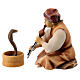 Snake charmer statue 12 cm, nativity Original Comet, in painted Val Gardena wood s1