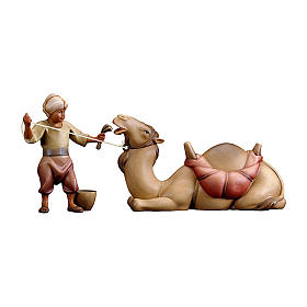 Camel and rider 10 cm, nativity Original Comet, in painted Val Gardena wood