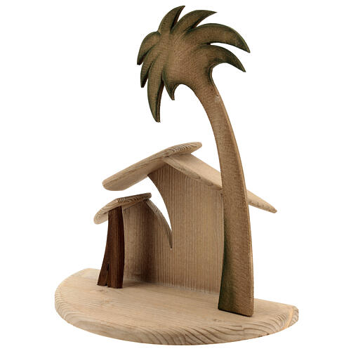 Stylised stable with Star of Bethlehem Original Cometa Nativity Scene in painted wood from Valgardena 10 cm 2