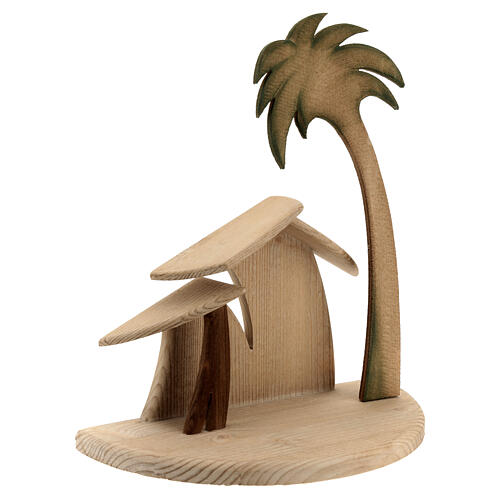 Stylised stable with Star of Bethlehem Original Cometa Nativity Scene in painted wood from Valgardena 10 cm 3