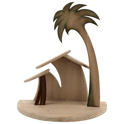 Nativity stable stylized with palm 10 cm, nativity Original Comet, in painted Valgardena wood 1