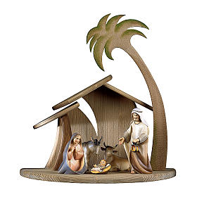 Holy Family 5 pieces 12 cm, nativity Original Comet, in painted Valgardena wood