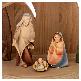 Nativity Scene with sheep Original Cometa model in painted wood from Valgardena 10 cm - 7 pieces