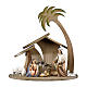 Nativity Scene with sheep Original Cometa model in painted wood from Valgardena 10 cm - 7 pieces s1