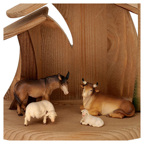 Crèche avec moutons mod. Original Comète bois peint Val Gardena 10 cm 7 pcs 3