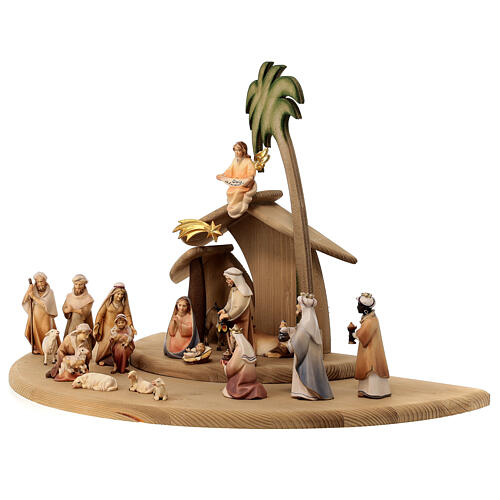 Nativity Scene with shepherds Original Cometa model in painted wood from Valgardena 10 cm - 19 pieces 5