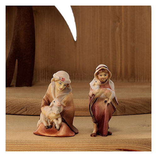 Nativity Scene with shepherds Original Cometa model in painted wood from Valgardena 10 cm - 19 pieces 9