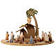 Nativity Scene with shepherds Original Cometa model in painted wood from Valgardena 10 cm - 19 pieces s16