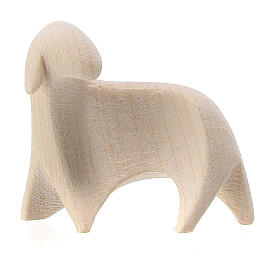Stylized sheep looking to the left in natural wood, Ambiente Design Nativity Scene 9.5 cm